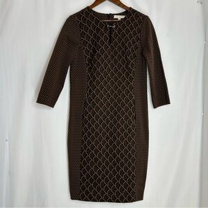 Etcetera midi dress geo print women’s size 8 brown office work business